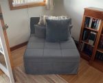Comfortable chair converts to ottoman chair and single bed